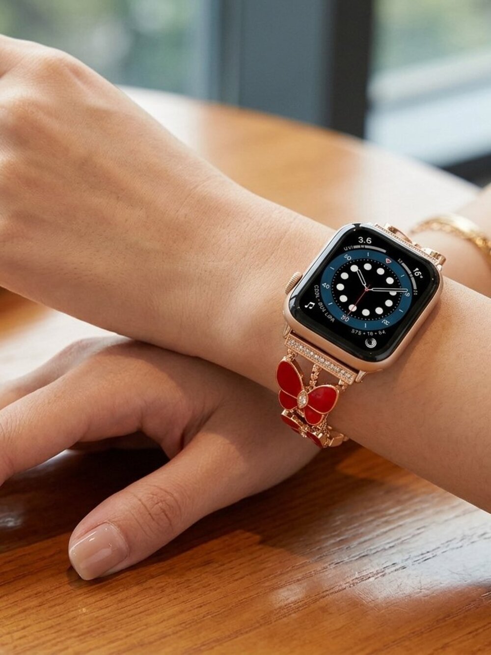Red Butterfly Apple Band For Women
